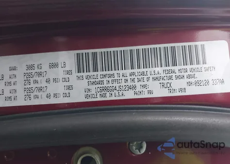 2018 Ram 1500 Slt 4X2 6'4 Box from USA, damaged, VIN 1C6RR6GG4JS123400